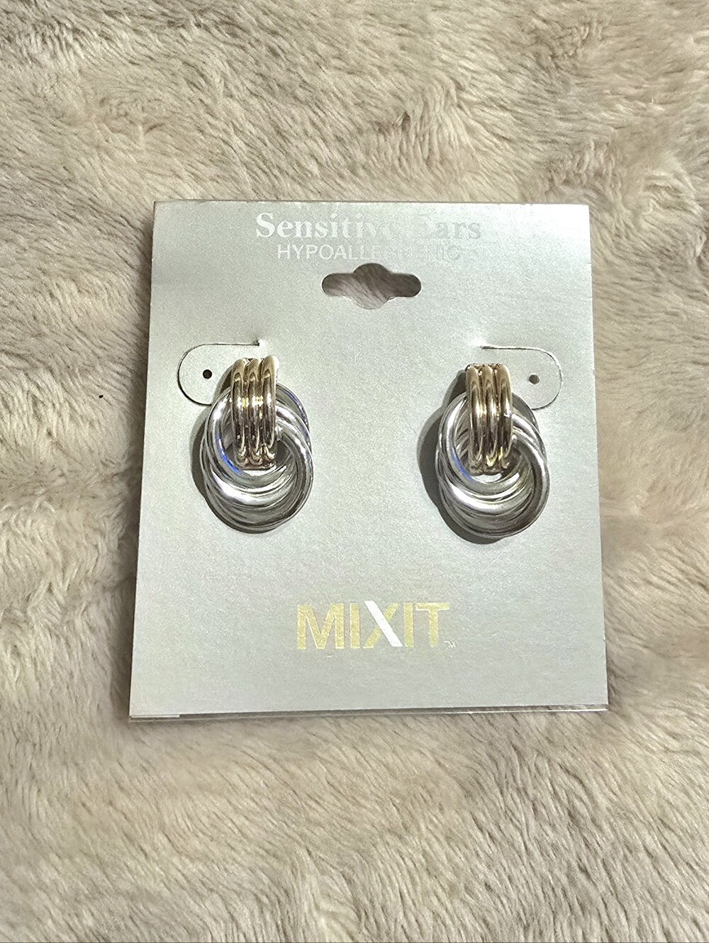 Mixit Two-Tone Linked Hoop Earrings - Gold & Silver